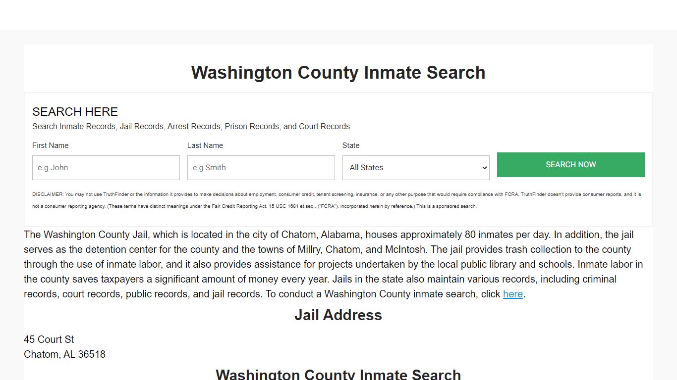 Washington County Inmate Search